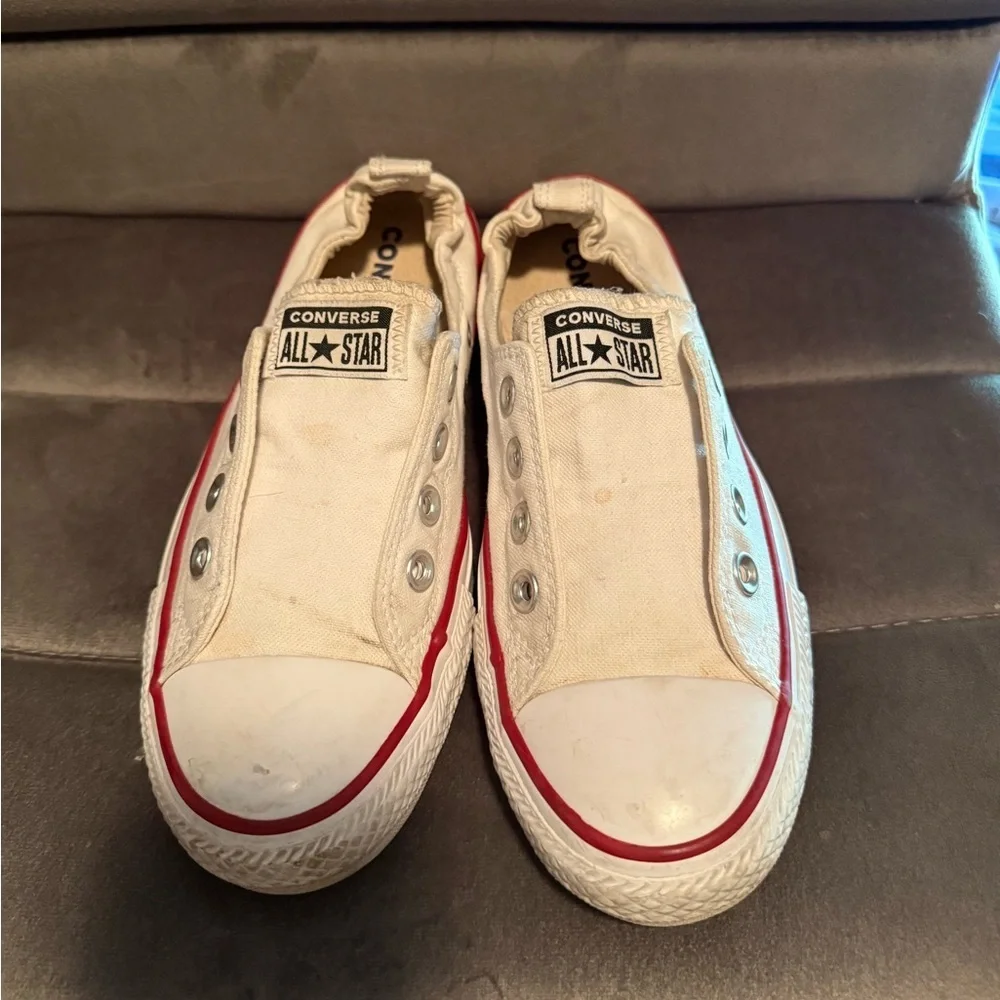 Women’s White Slip-On Converse Sneakers Size 8